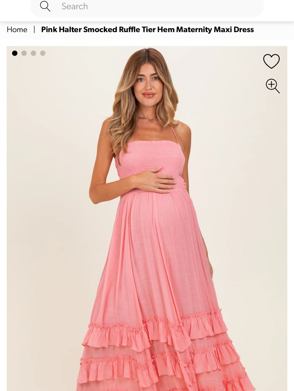 Pinkblush Pink Halter Smocked Ruffle Tier Maxi Dress
